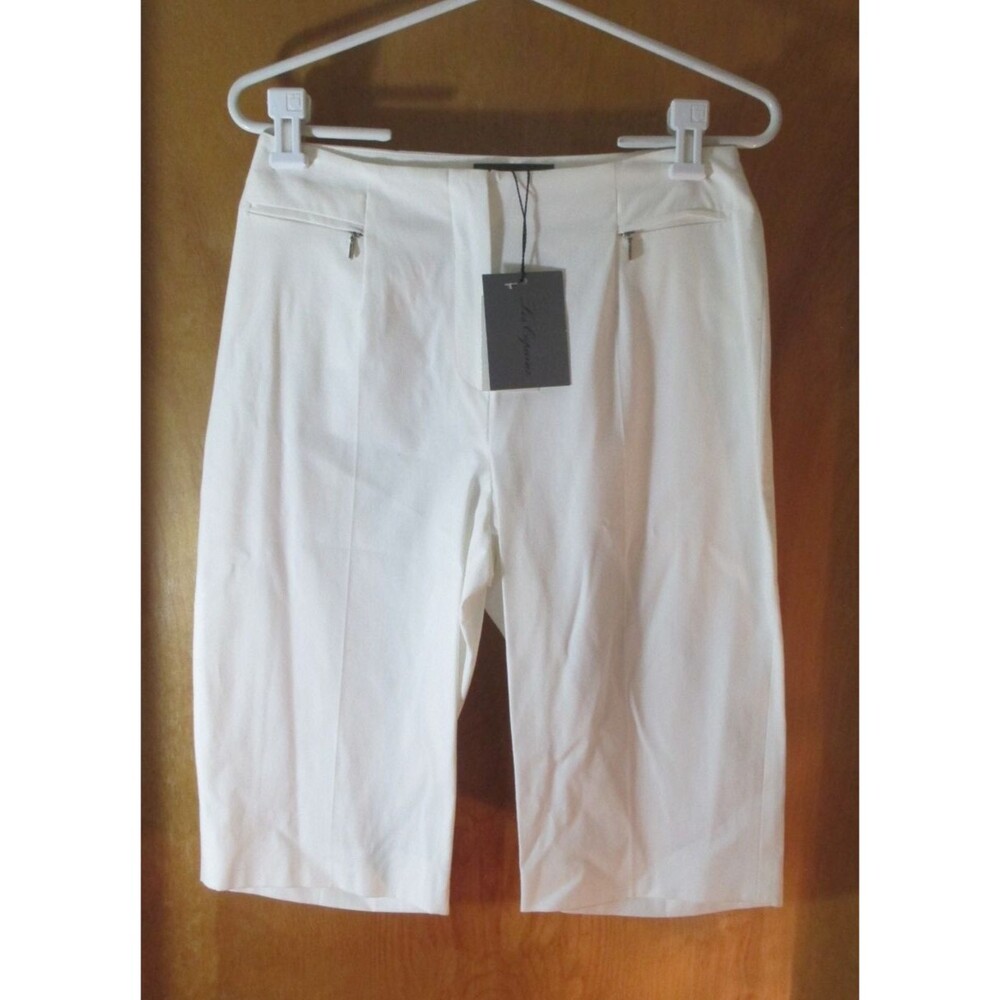 NWT Les Copains Women Bermuda Shorts White Cotton Size 8 ( $260 ) ITALY